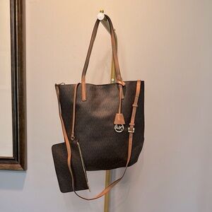 Michael Kors Brown Tote Bag with Pouch NWOT